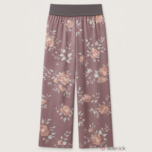 HDE Mauve Pink Floral Wide Leg Pants Medium